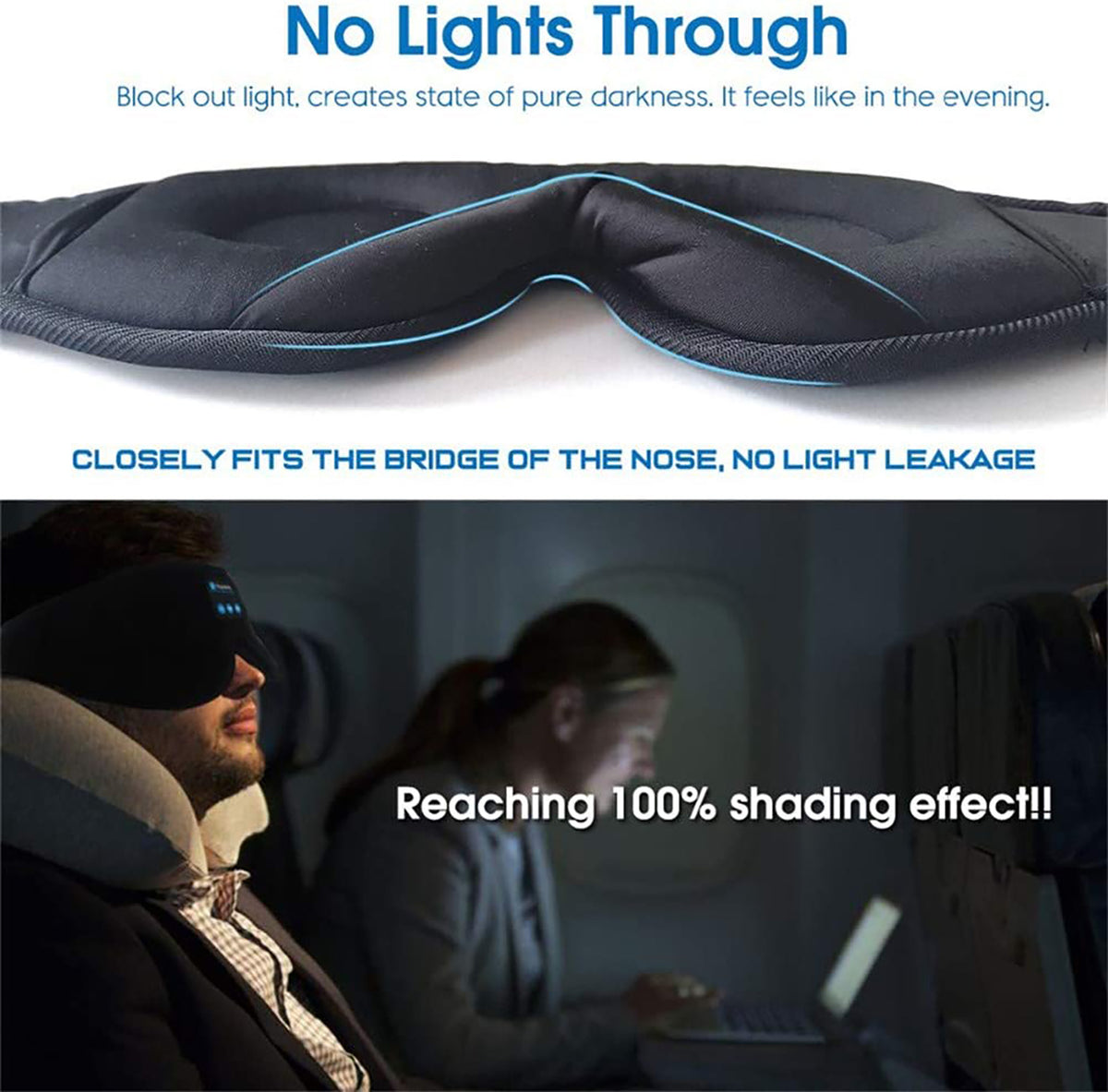 Bluetooth sleep mask -- Music, calls, total blackout