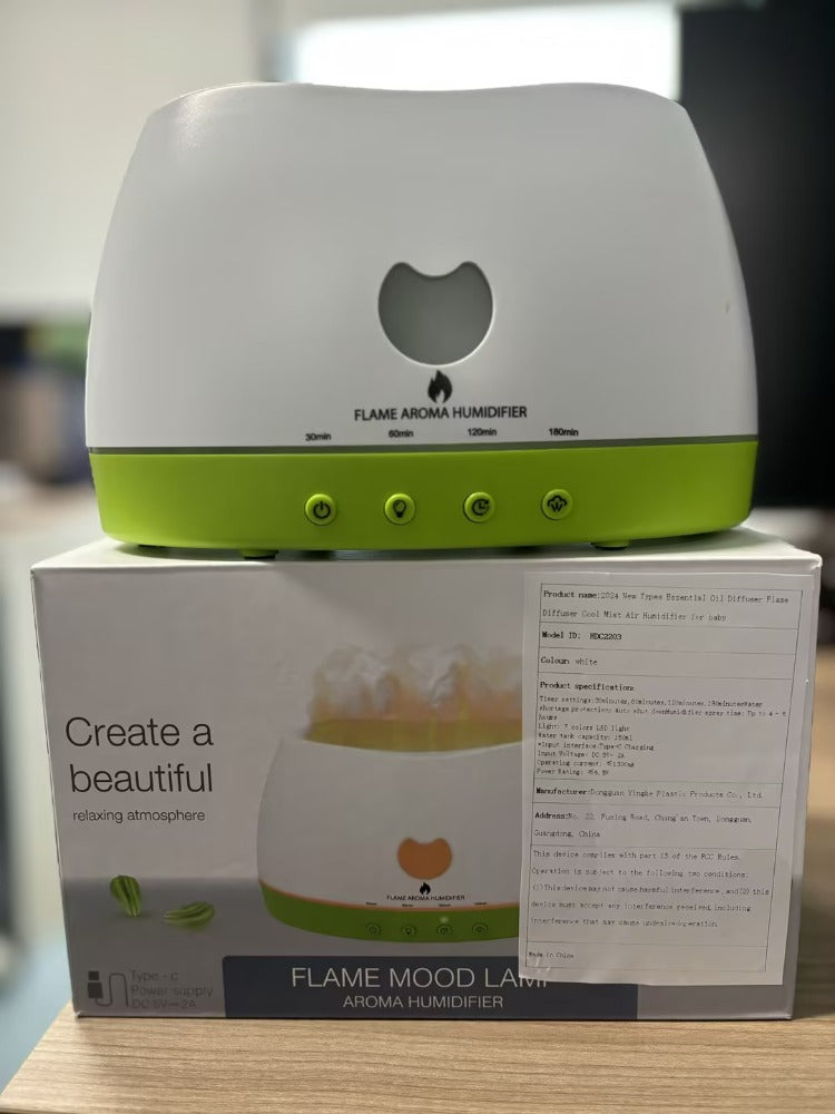Flame effect diffuser -- Ambient glow, essential oils