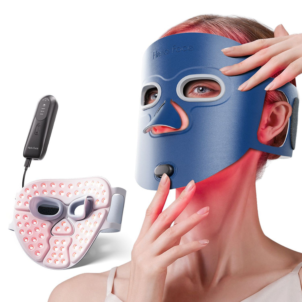 Red light therapy mask - side angle view