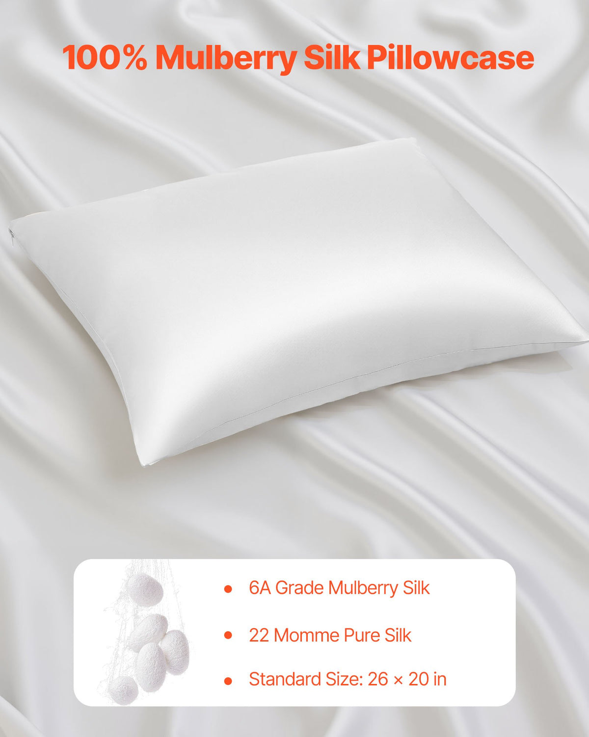 Mulberry silk pillowcase -- Pure silk, standard size