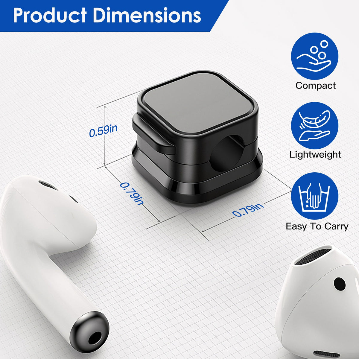 Magnetic cable clips -- 6-pack cord organizer