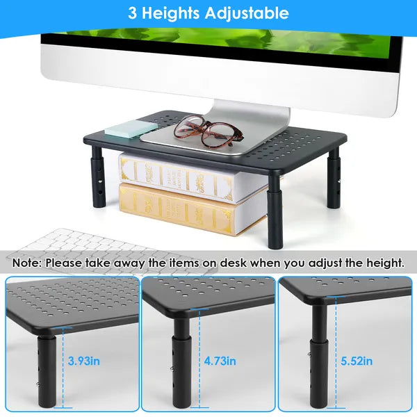 Adjustable monitor riser -- 3-height ergonomic stand