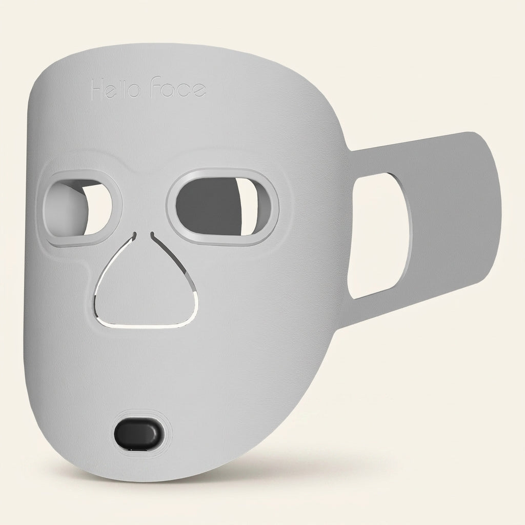 Red light therapy mask - product on cream background